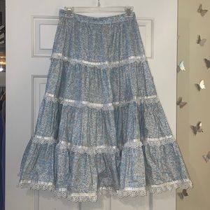 Gunne Sax Vintage Lace Calico Maxi Skirt